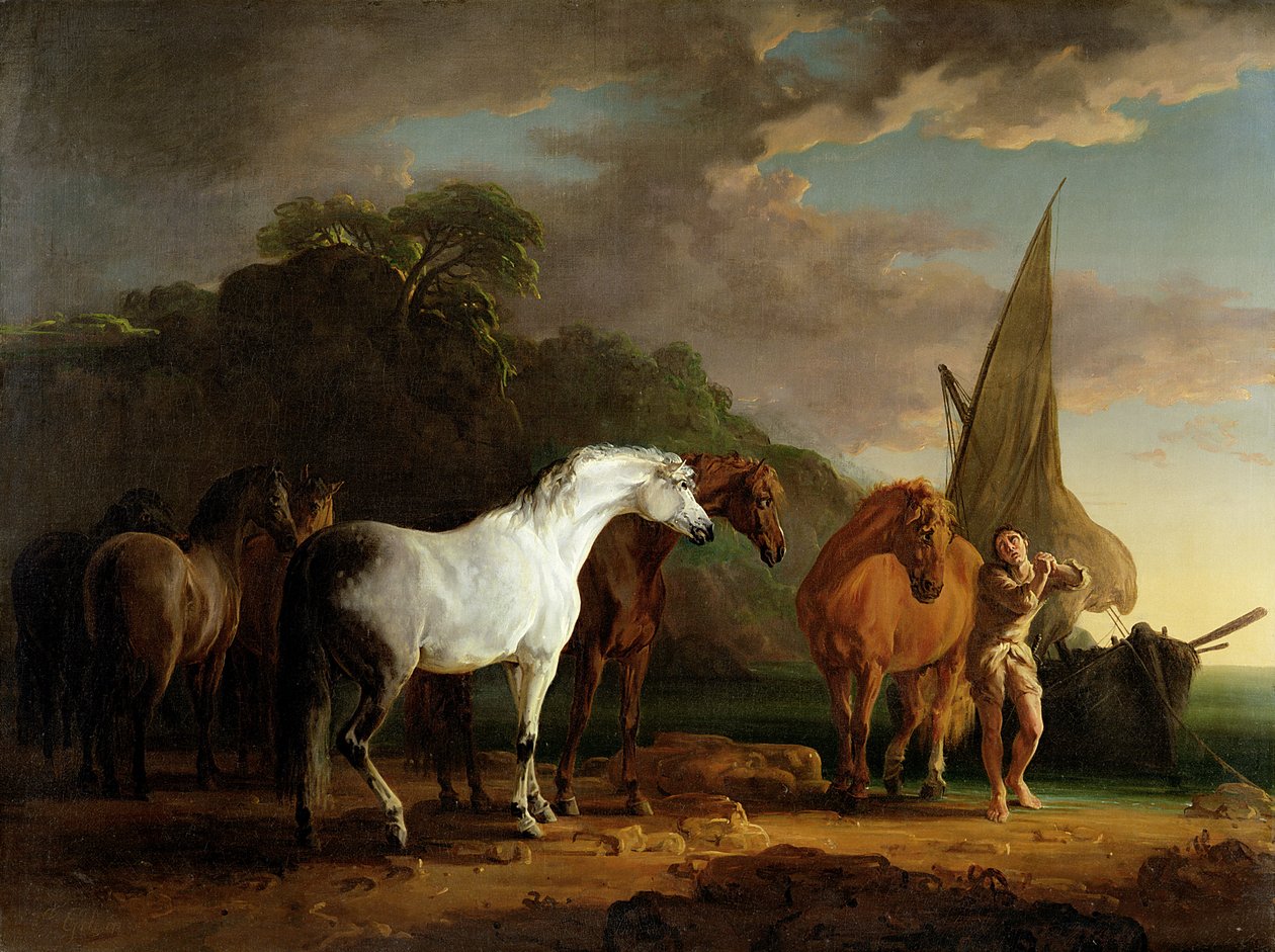 格列佛最后一次离开Houyhnhnms的土地，c.1769 作者 索里·吉尔平（Sawrey Gilpin）