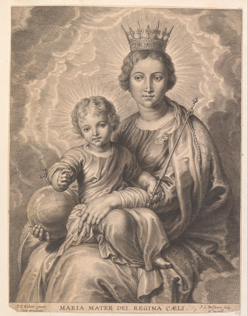 玛丽亚与孩子和地球仪
Maria mater dei, regina caeli（物品上的标题） 作者 骂亚当斯。 bol值
