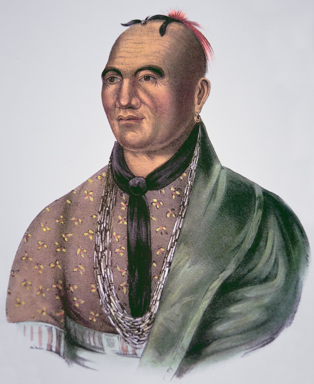 约瑟夫-布兰特（1742-1807）莫霍克族酋长（彩色平版印刷）。 作者 美国学校