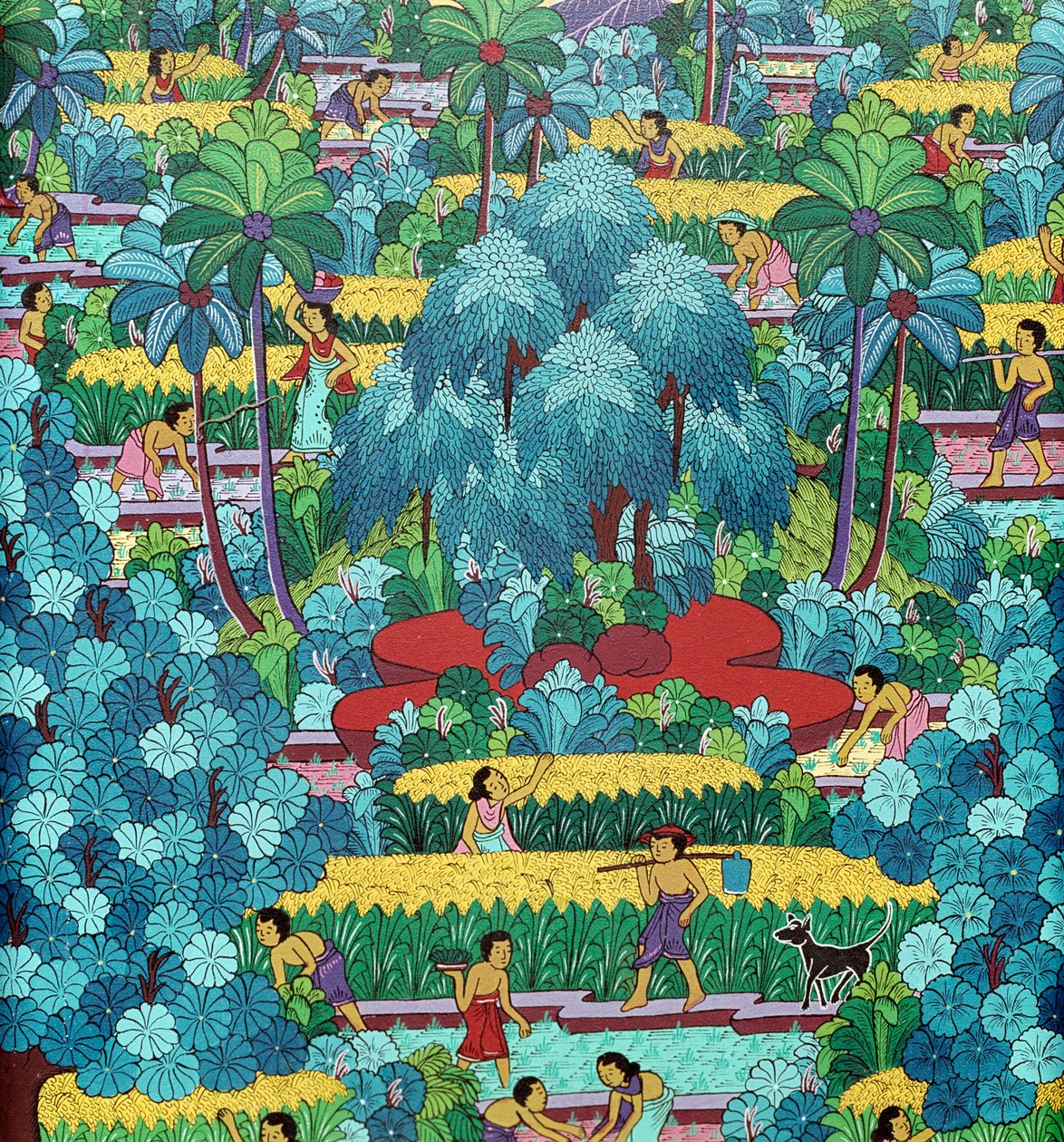 巴厘岛传统天真绘画，印度尼西亚，20 世纪 作者 学校巴厘岛语