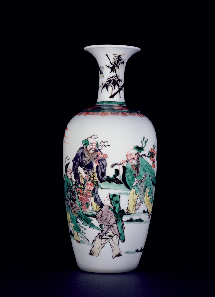 中国瓷器花瓶，用粉彩装饰（瓷器）。 作者 学校中文