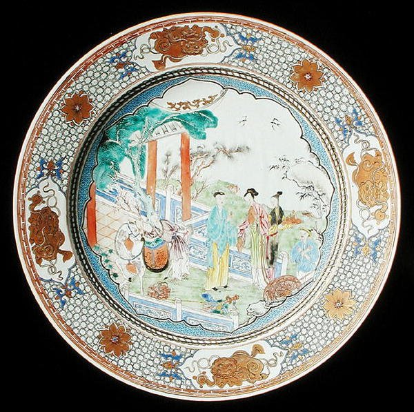 一个粉彩充电器，约1730年（瓷器 作者 学校中文