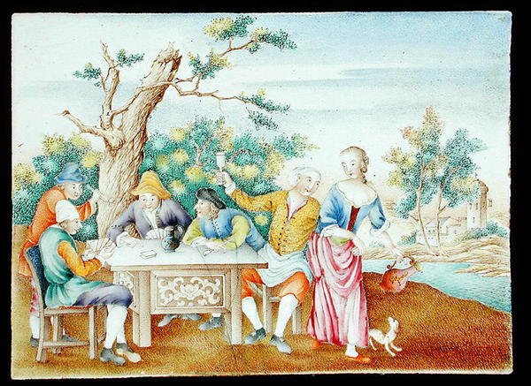 玫瑰花牌，约1740年（珐琅）。 作者 学校中文