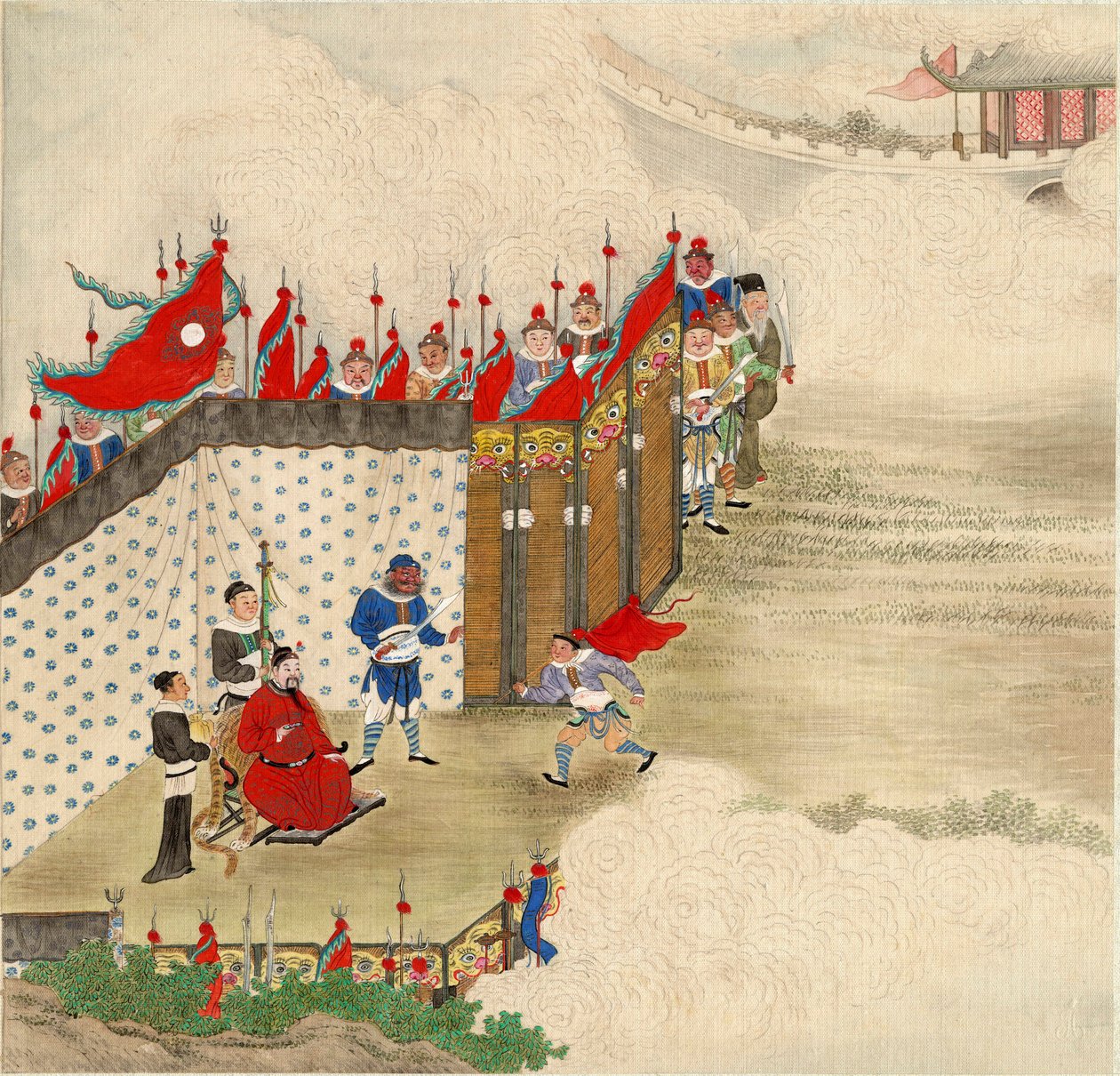 中国艺术：中国王子接见信使 中国丝绸印刷品 约1820年 凹24,6x23,7厘米 私人收藏 作者 学校中文