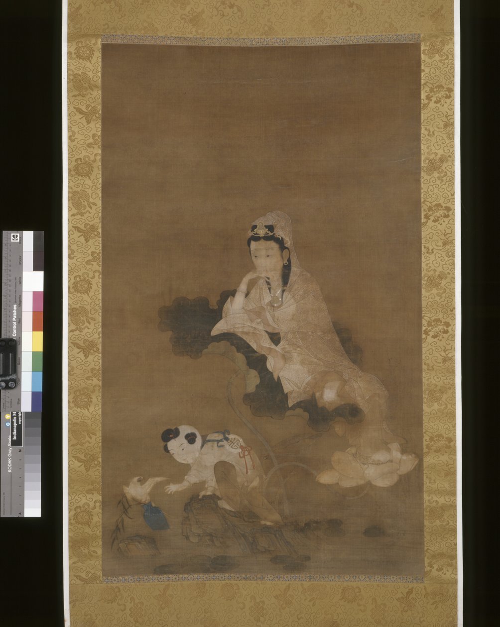 莲花观音（水墨设色绢本） 作者 学校中文