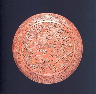 盒和盖，明朝，15世纪初（朱砂雕漆 作者 学校中文