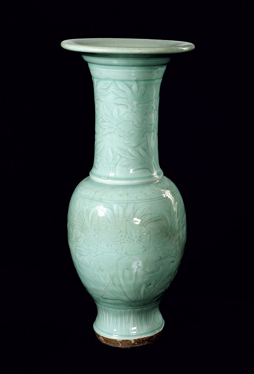 青花瓷釉面花瓶，元代（1260-1368）（陶瓷）。 作者 学校中文