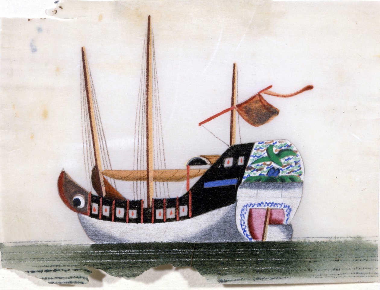 Chinese junk. Painting on rice paper. 作者 学校中文