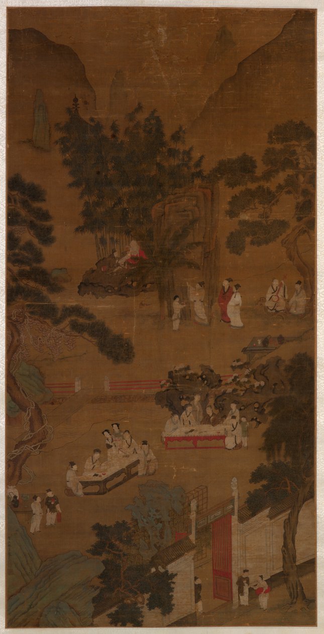 西园雅集，约 1600 年（绢本水墨与彩色） 作者 学校中文