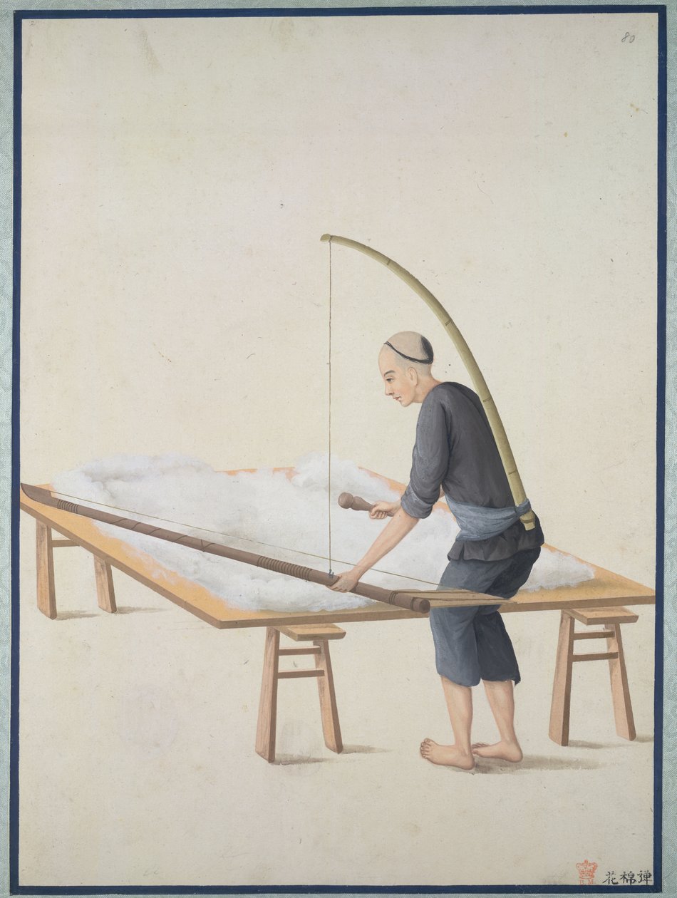 蓬松棉被，约 1800 年（纸面水彩画） 作者 学校中文