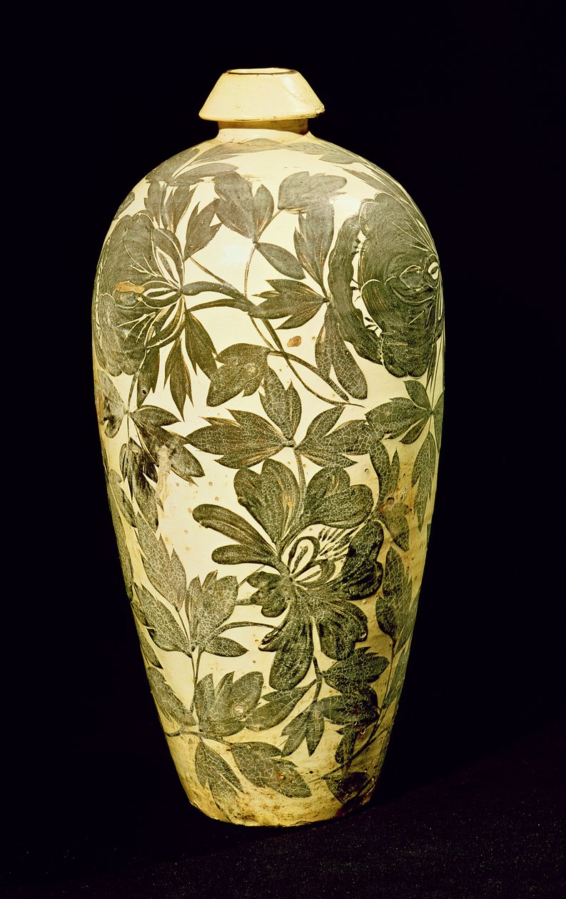 宋代(960-1279)梅葆玖黑花纹花瓶(陶瓷) 作者 学校中文