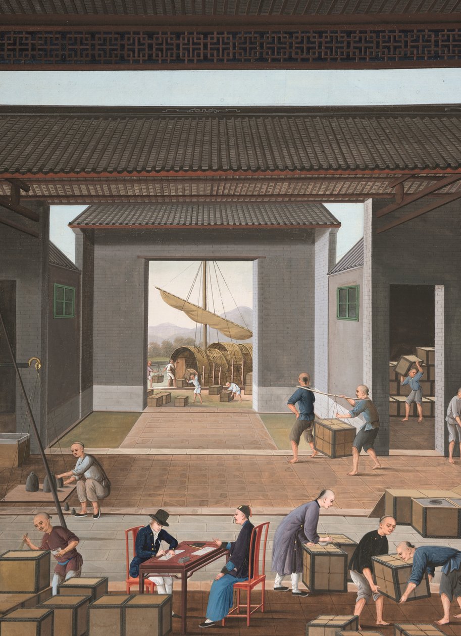 茶叶生产，约 1820 年（绢上体彩和金彩，铺在纸上） 作者 学校中文