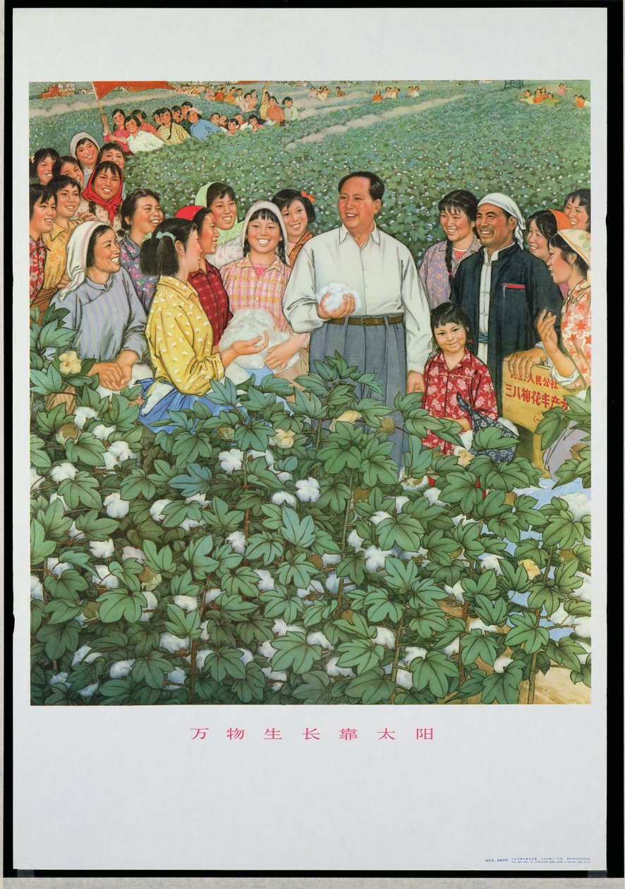 "万物生长，感谢太阳"，中国文化大革命时期的宣传画 作者 学校中文