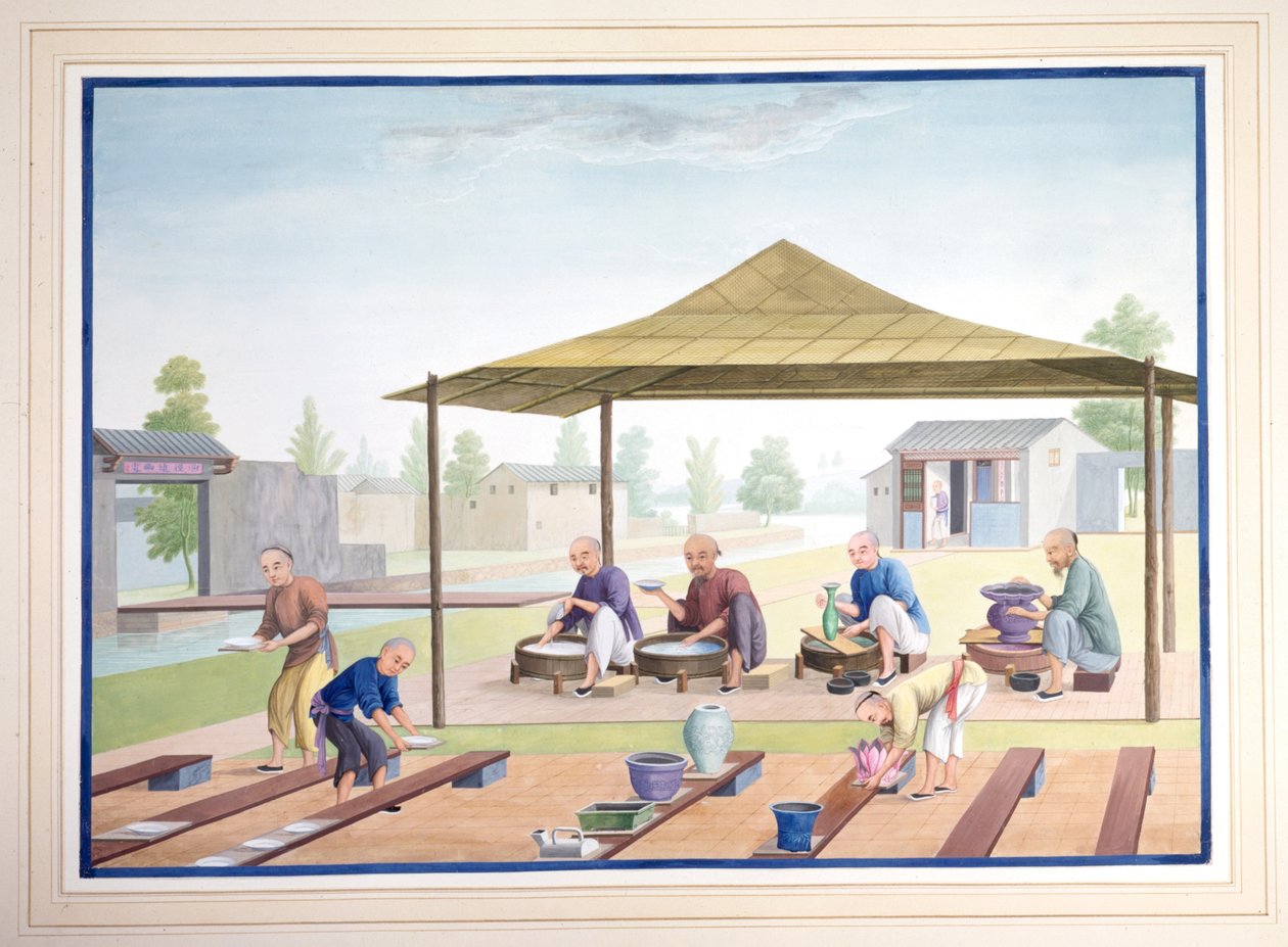 上釉的工人，约 1825 年（纸本水粉画） 作者 学校中文