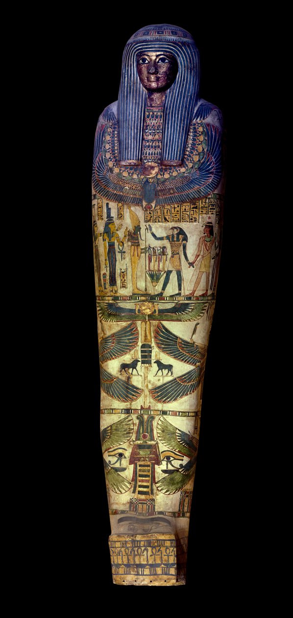 埃及古物：Jedkhonsouioufankh（Djedkhonsouiouefankh）石棺盖，约公元前750年，卢浮宫博物馆 - 埃及古物：Djedkhonsouioufankh（Djedkhonsouioufankh）石棺盖，约公元前750年，卢浮宫博物馆，巴黎 作者 埃及学校