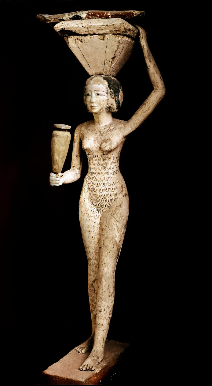 埃及古物：作为祭品承载者的木雕。中世纪帝国 作者 埃及学校