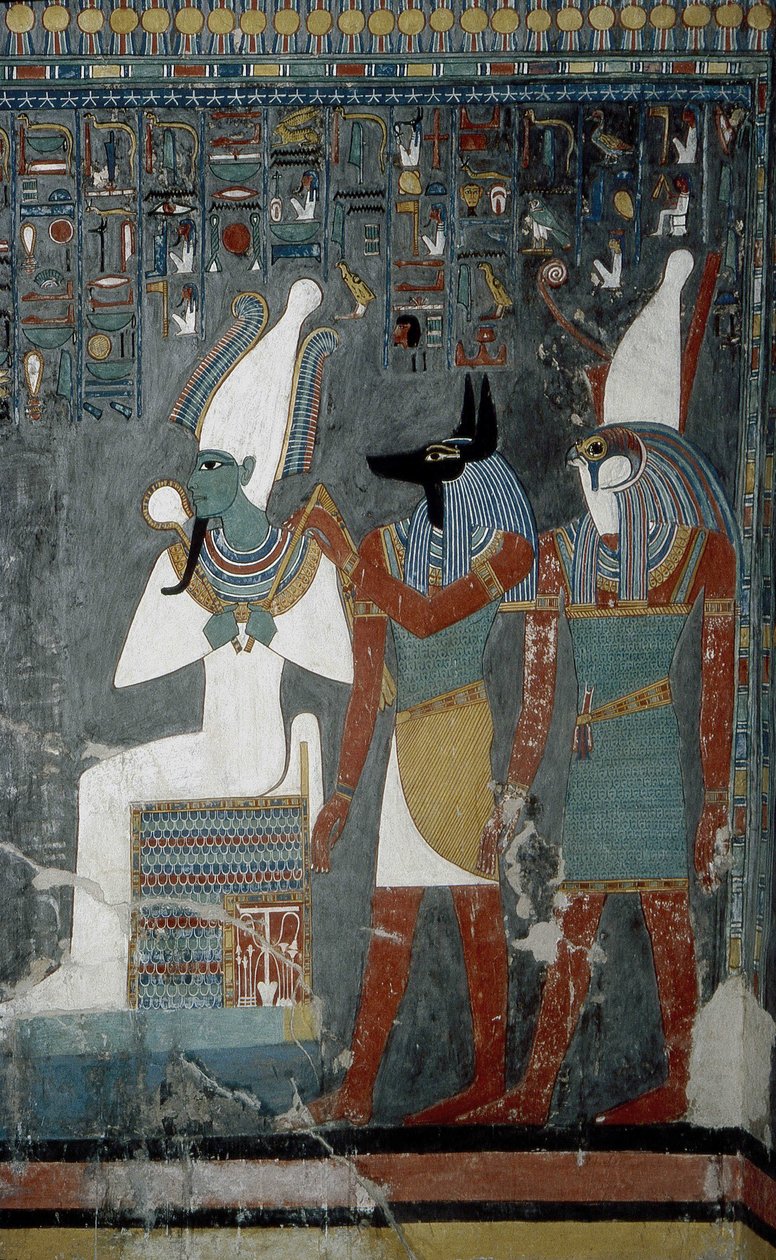 卢克索，底比斯：帝王谷，埃及法老霍伦赫布 (Horemheb) (-1343 - -1314) 的坟墓，女神伊西斯 (Isis) 出现在他的身上。 作者 埃及学校