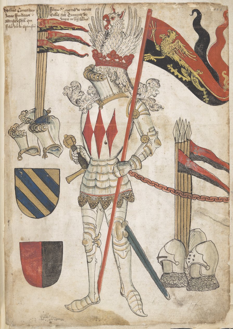 添加 MS 45133 f.52r William Montacute，选自 "Wriothesley Heraldic Collections.第三卷 作者 学校英语