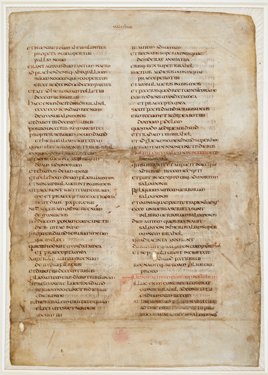 列王记中的圣经片段（"Ceolfrith 或 Ceolfrid 圣经 "中的 "格林威尔叶"）（羊皮纸上的墨迹） 作者 学校英语