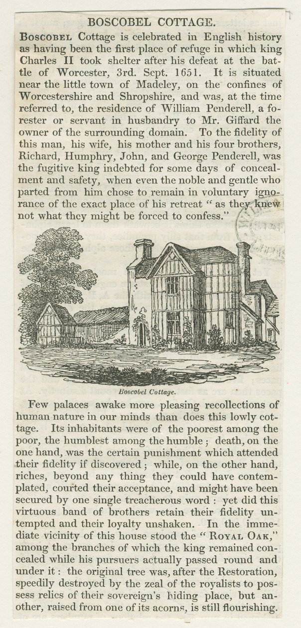 Boscobel House: woodcut engraving, nd [c 1830] (print) 作者 学校英语