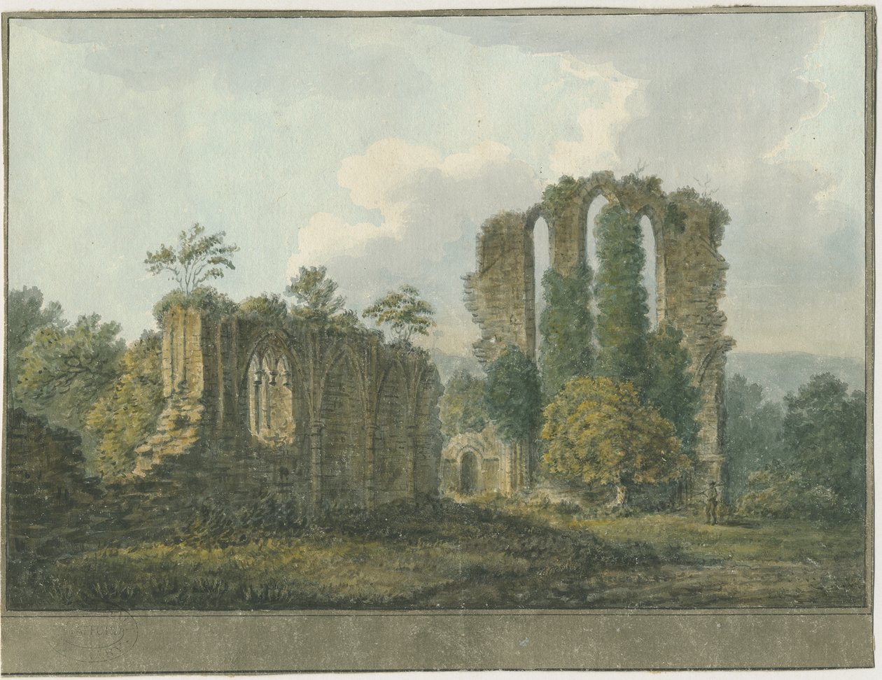 克罗克斯登修道院：水彩画，nd [1805]（绘画） 作者 学校英语