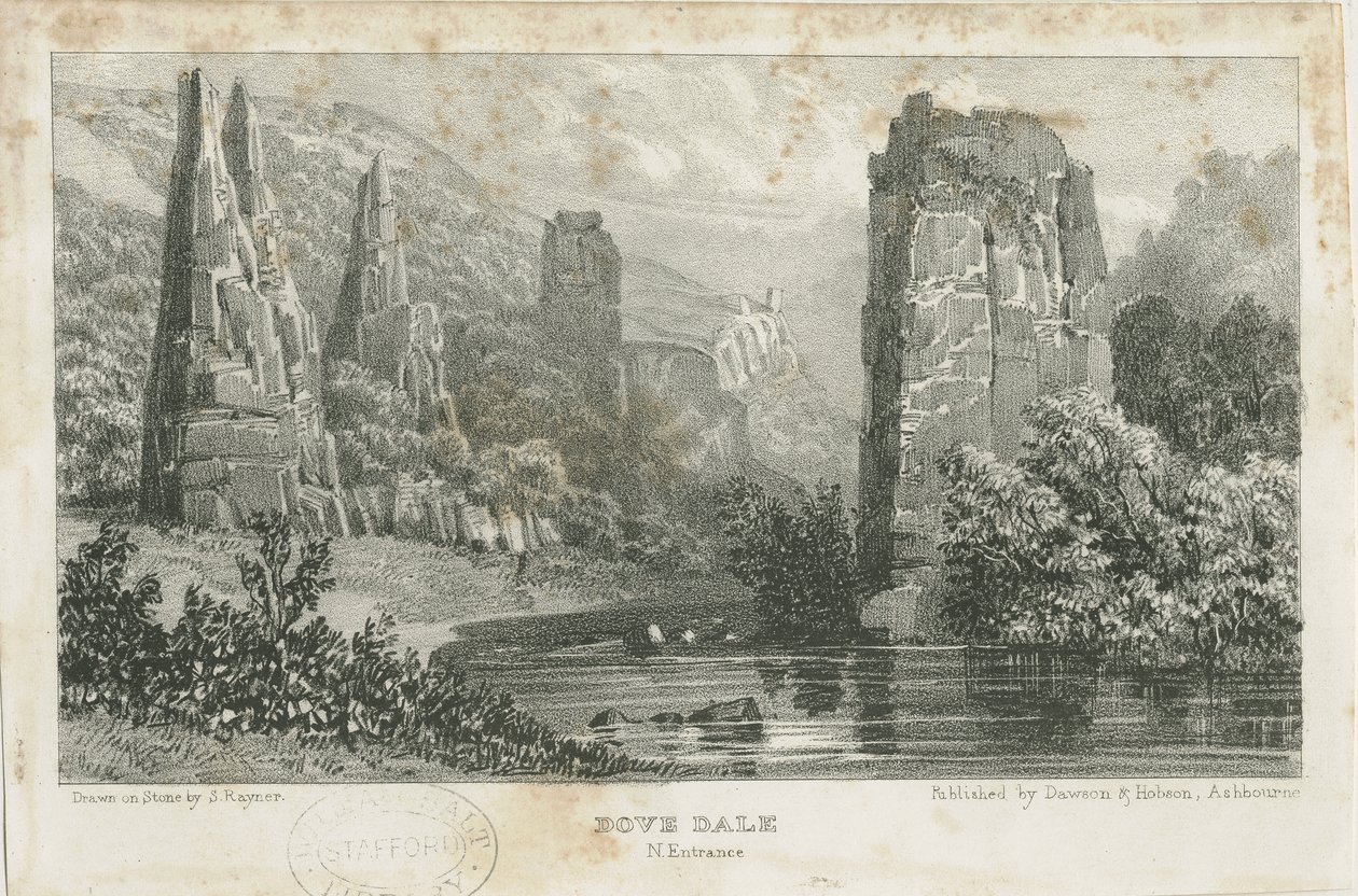 Dovedale - 景观：石版画，nd [c.1839] （印刷品）。 作者 学校英语