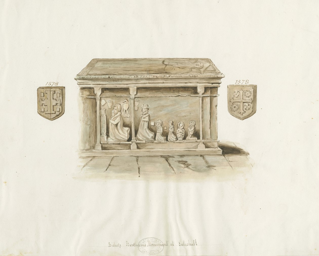 埃克尔斯霍尔教堂：边沁主教墓：水彩画，nd [？19世纪]（绘画） 作者 学校英语
