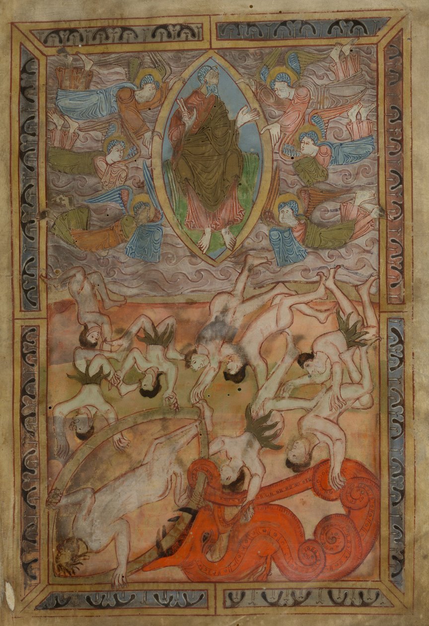 创世纪》，古英语六经，Cotton MS Claudius B IV f.2r，约 1025-1200 年（羊皮纸上的墨迹） 作者 学校英语
