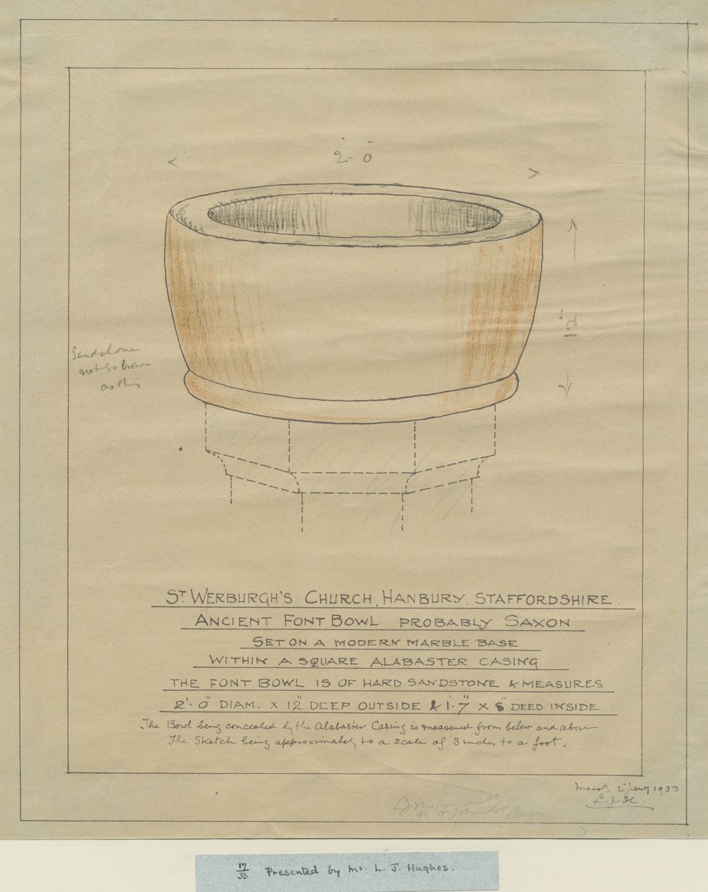 汉伯里教堂-古代字体碗：描,， [1933年]（绘画） 作者 学校英语