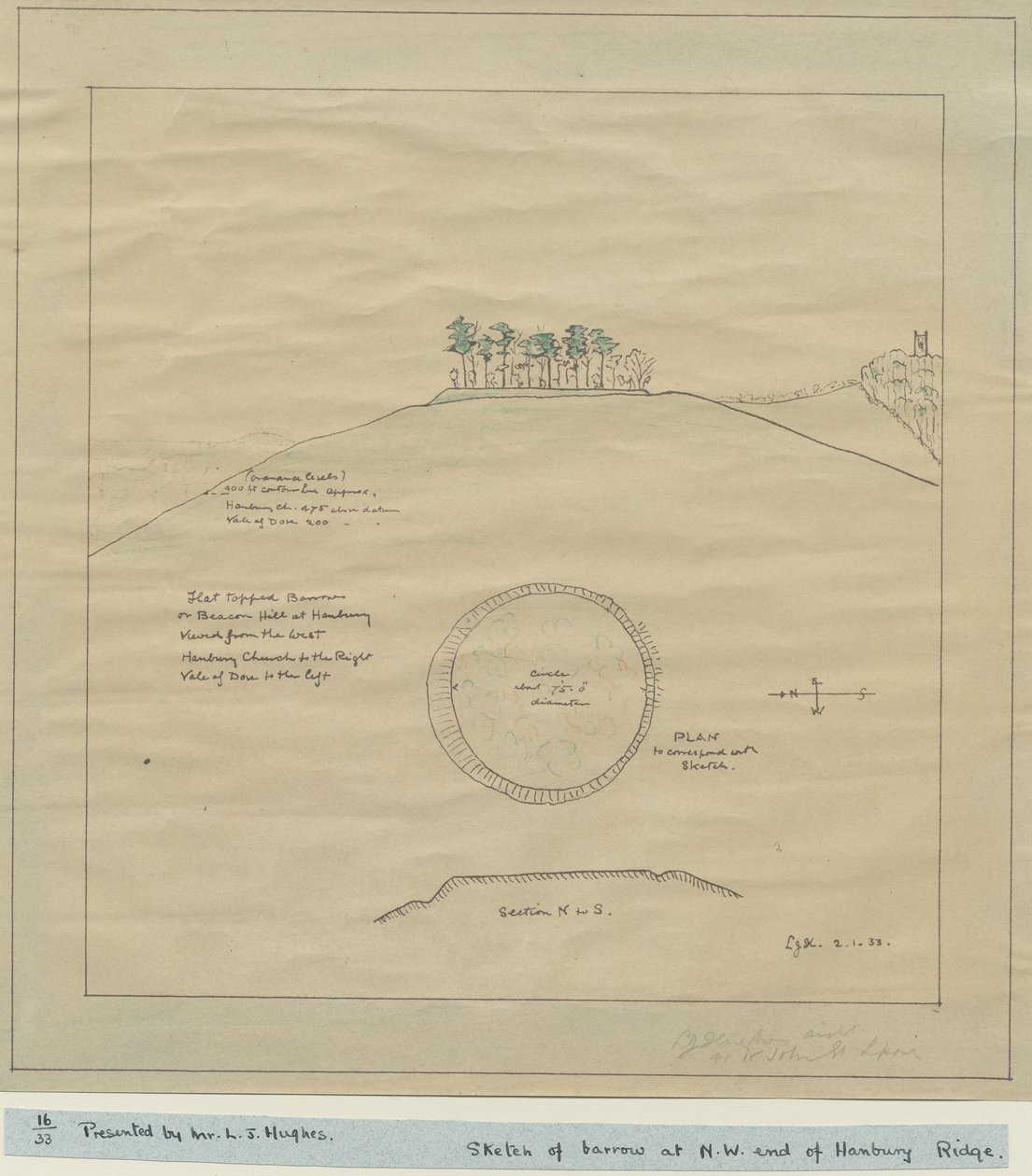 Hanbury Church - Barrow: drawing, 2 Jan [19]33 (drawing) 作者 学校英语