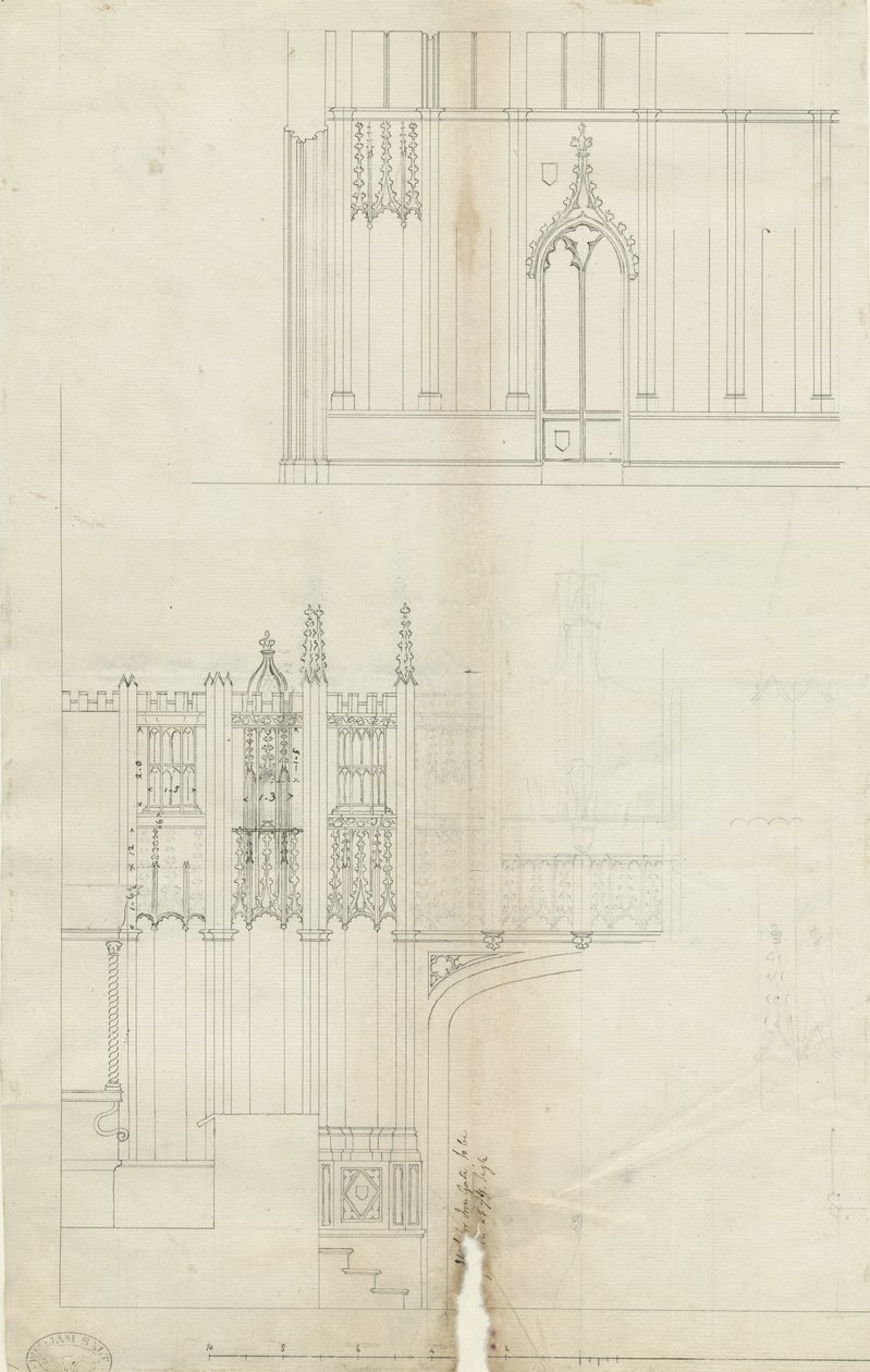 利奇菲尔德大教堂内部-合唱团西尾：钢笔画，nd [c 1780]（绘画） 作者 学校英语