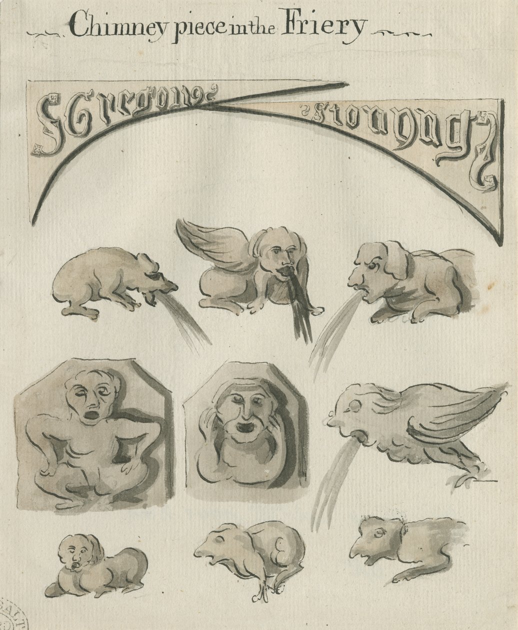 Lichfield - Chimney Piece in the Friary: pen and wash drawing, nd [?late 18th cent] (drawing) 作者 学校英语