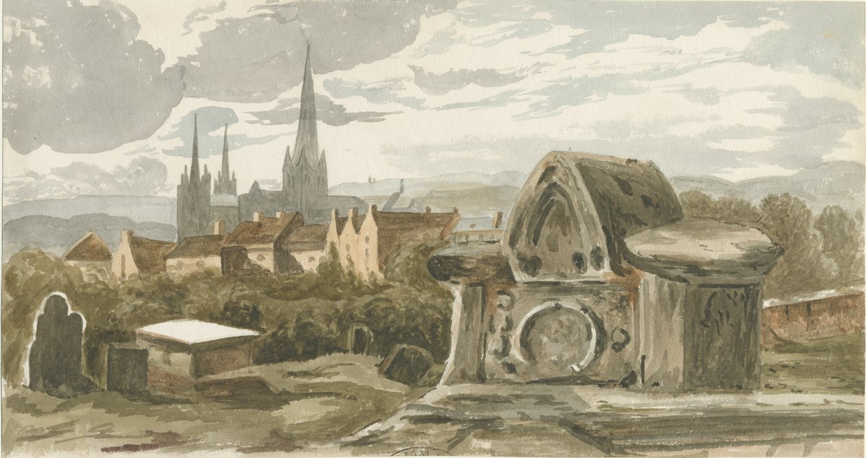 Lichfield - Manda akale ku Church Michael ya St. Michael: kupaka utoto wamadzi, nd [? 19th century] (kupenta) 作者 学校英语