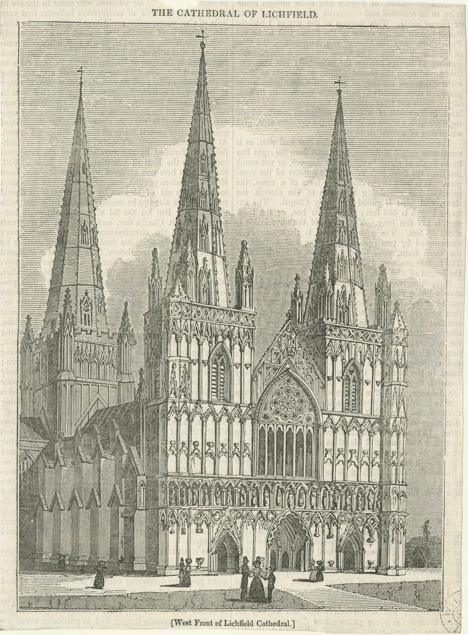 Lichfield Cathedral - West Front: woodcut engraving, nd [?19th cent] (print) 作者 学校英语