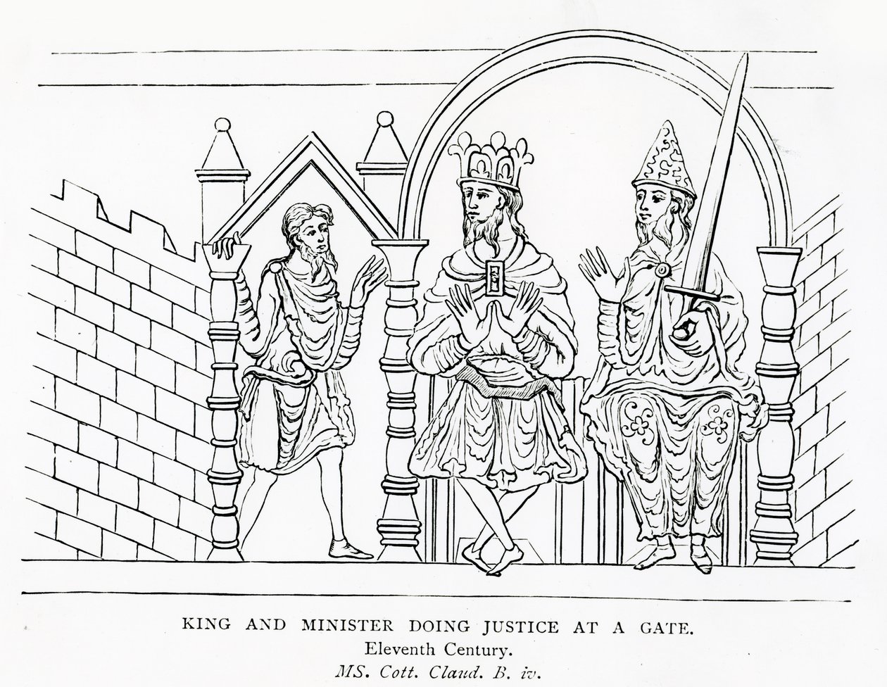 MS Cott.Claud B IV 国王和大臣在门口主持公道 作者 学校英语