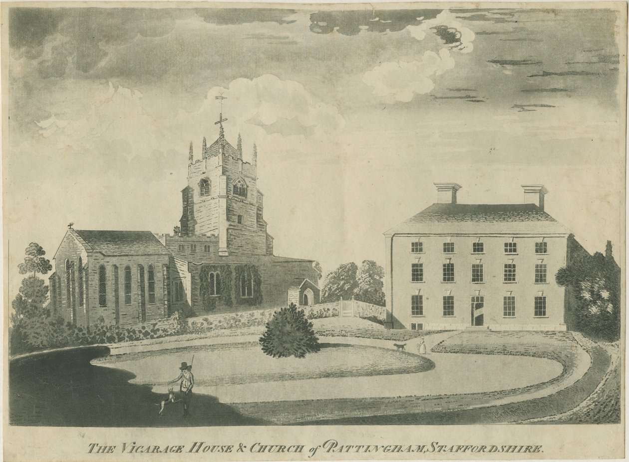 帕丁汉教堂和牧师之家：aquatint 雕刻，nd [? 18 世纪后期]（印刷品） 作者 学校英语