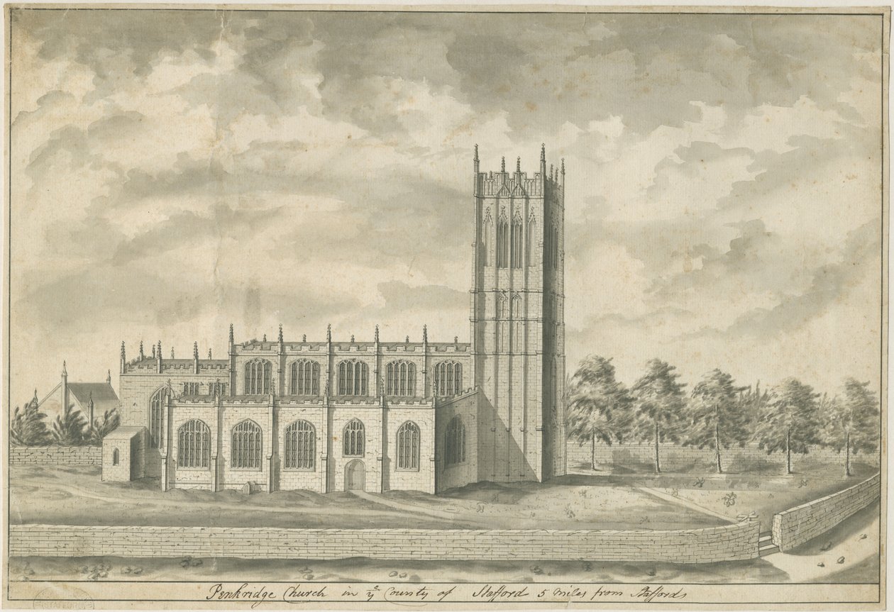 彭克里奇教堂（Penkridge Church）：钢笔和绘画，nd [18世纪末]（绘画） 作者 学校英语
