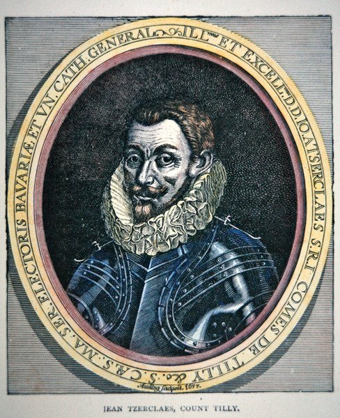 Johann Tserklaes的肖像（彩色平版印刷）。 作者 学校英语
