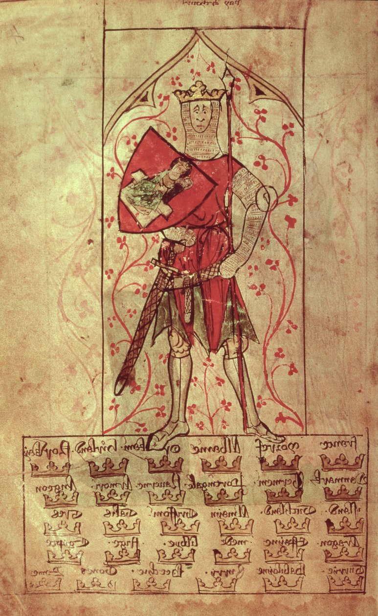 罗伊 20 A II f.4r 《亚瑟王与三十王国》写于爱德华二世（1248-1327 年）统治时期 作者 学校英语