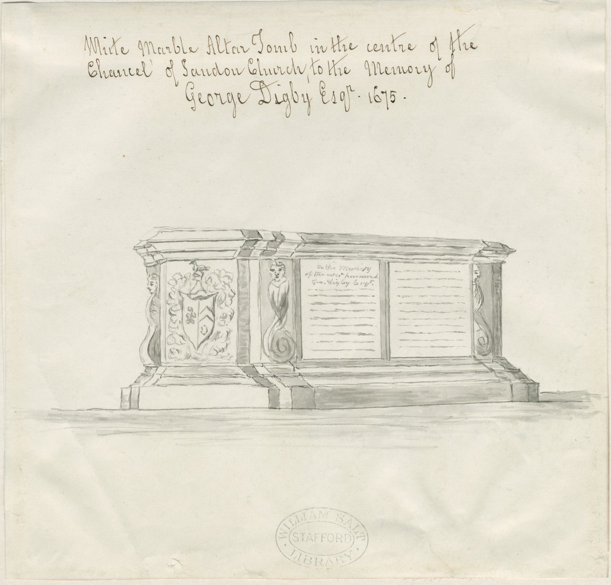 Sandon Church - Tomb of George Digby: sepia wash drawing, nd [?18th cent] (drawing) 作者 学校英语
