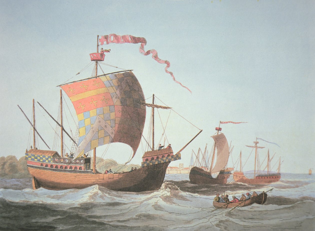 1482 年爱德华四世统治时期的船只（彩色石版画） 作者 学校英语
