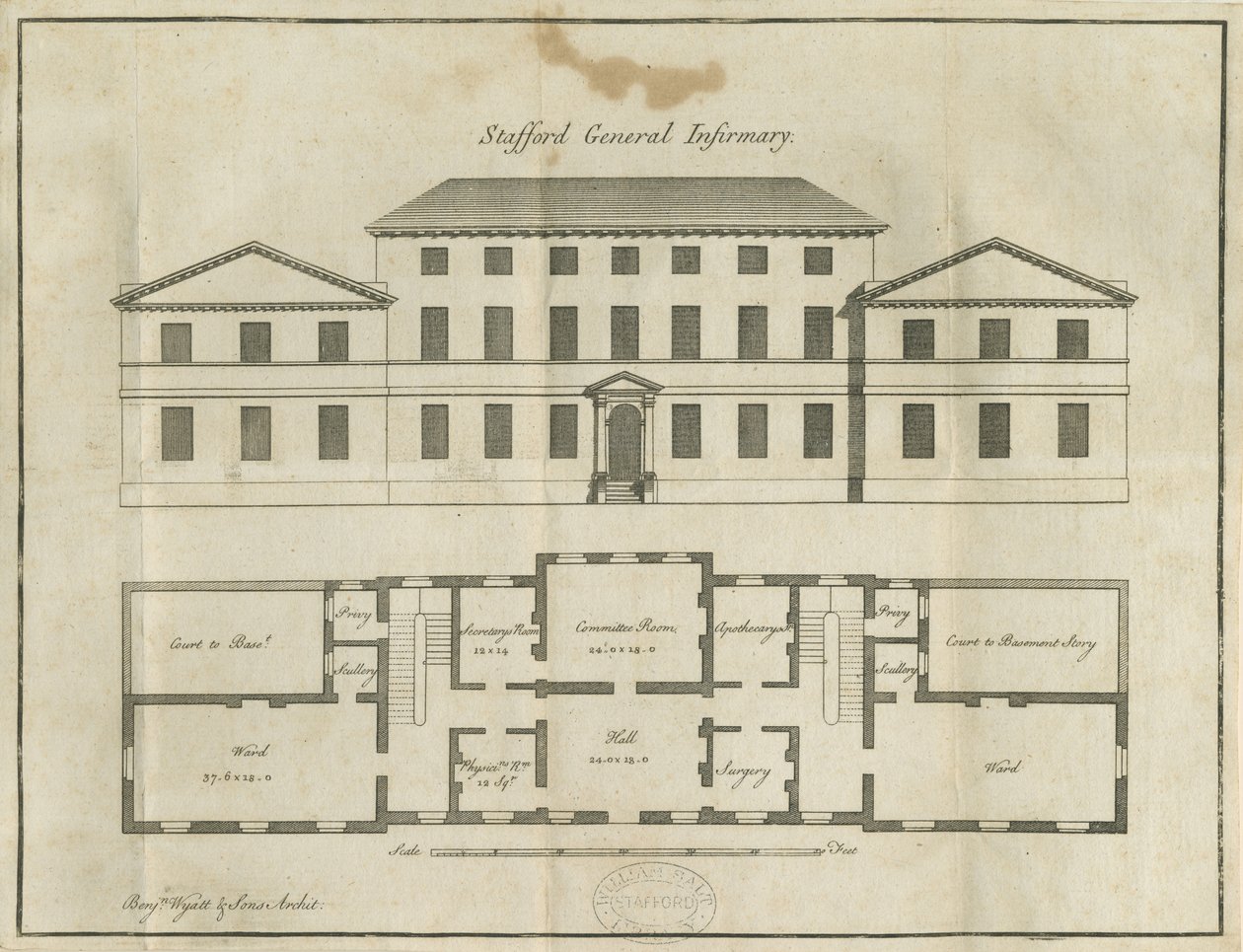 斯塔福德--郡综合医院：钢笔画，nd [18世纪末]（绘图）。 作者 学校英语
