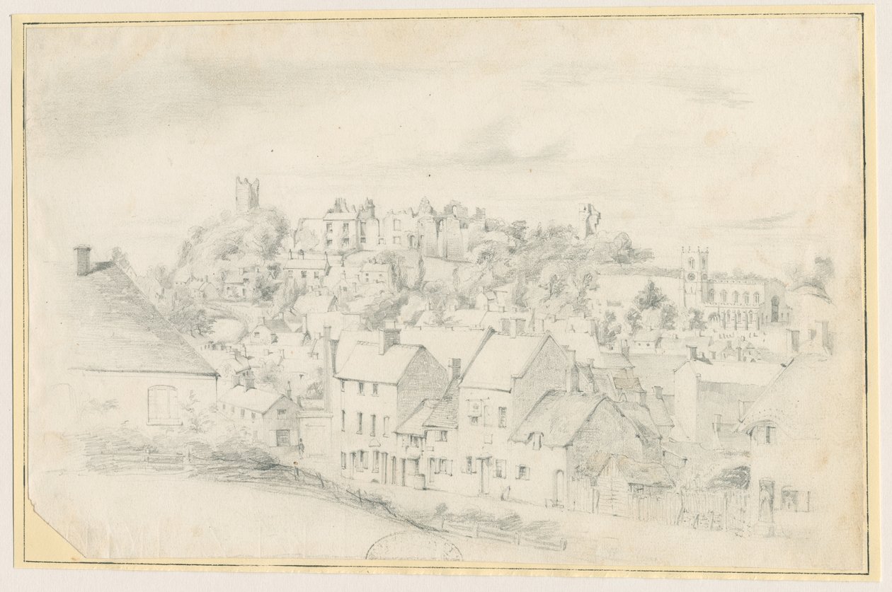 Tutbury-城镇，教堂和城堡：铅笔素描，nd [？19th cent]（绘画） 作者 学校英语