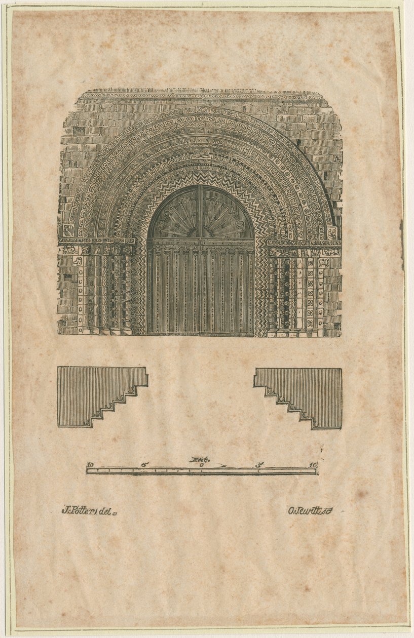 Tutbury Priory教堂-西门道：木刻版画，[[？19世纪初期]（印刷） 作者 学校英语