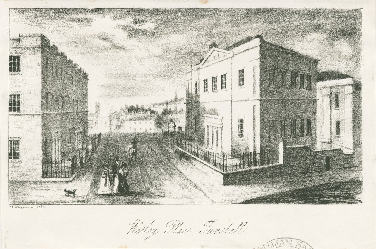 Wolstanton - "Wesley Place, Tunstall"：石版画，nd [19世纪中期] (印刷品) 作者 学校英语