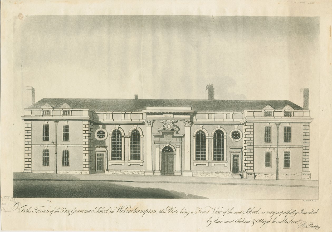 Wolverhampton - Grammar School: engraving, nd [1797] (print) 作者 学校英语