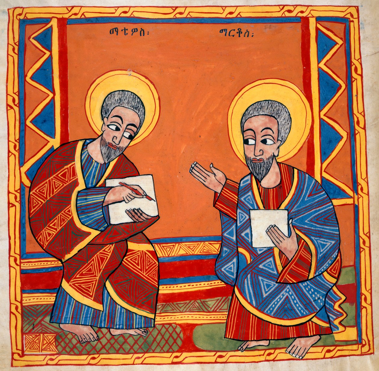 或 481，f.125v481，f.125v 圣路加和圣约翰福音书的图像，选自 "Octateuch, Four Gospels and Synodicion"（羊皮纸）。 作者 学校埃塞俄比亚