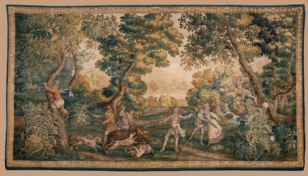 狩猎场景，Oudenaarde 起源（挂毯） 作者 佛兰芒语学校