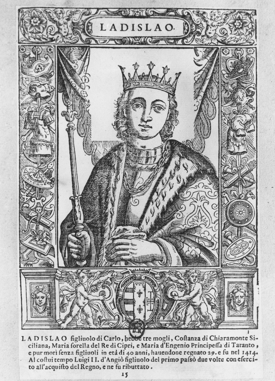 大度的拉迪斯劳斯（雕刻）（Ladislaus the Magnanimous）。 作者 法语学校