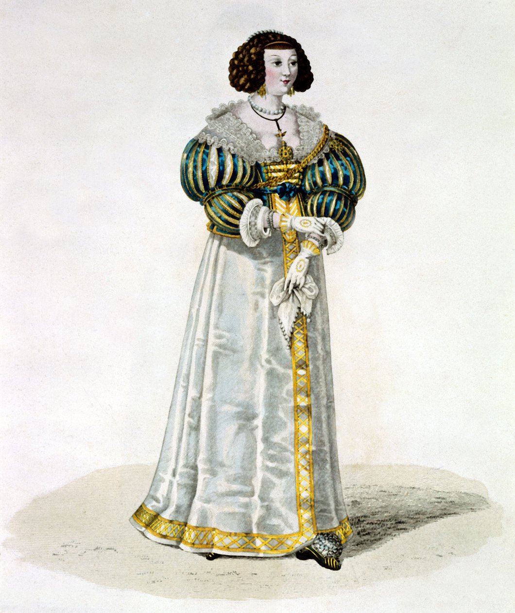 路易丝·德拉斐特（Louise de La Fayette）又名拉斐特夫人（彩色雕刻） 作者 法语学校